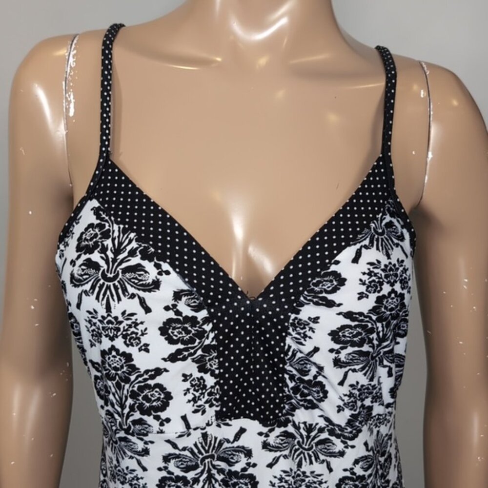 💠Laura Ashley Sleepwear Set Womens Size Large Black White Damask Robe Dress PJs - Picture 3 of 14